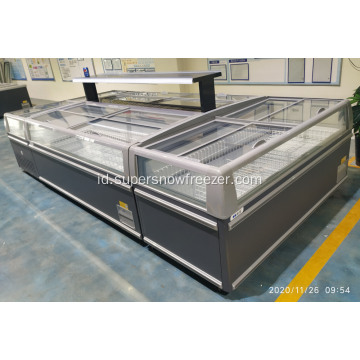 Showcase freezer tampilan horizontal jendela kaca besar terbaru